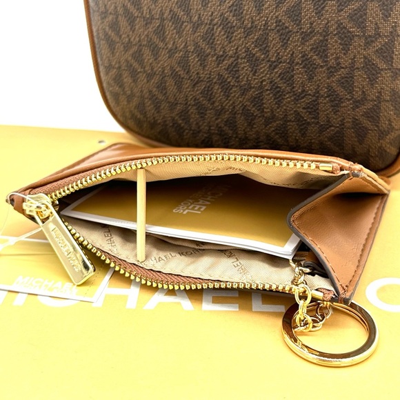 Michael Kors Medium NS Chain Xbody Bag & Small TZ Coinpouch w/ID Brown/Gold - Picture 13 of 14